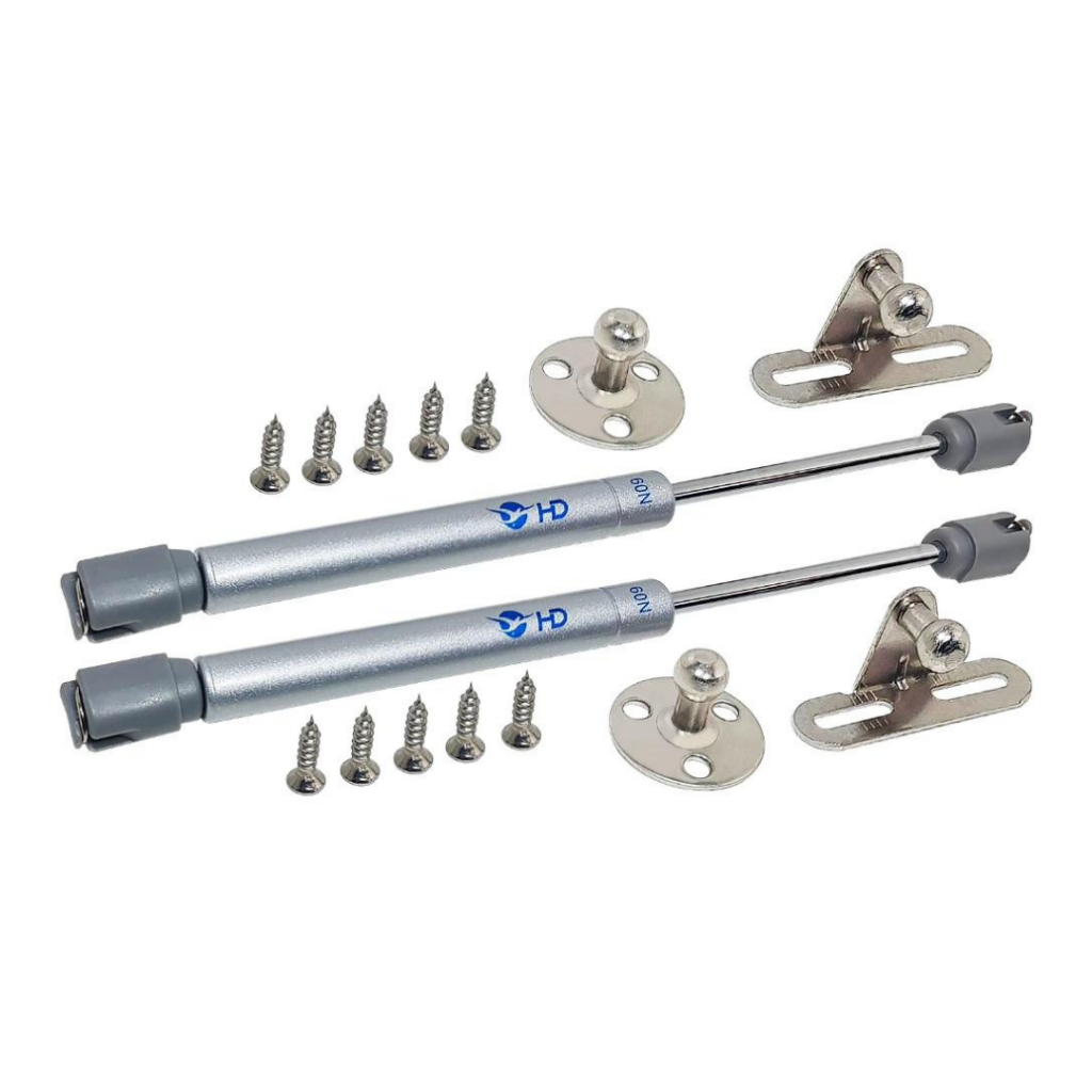 Confira Pistão A Gás Kit 2 Peças Para Armários Força 60N / 80N /100N /120N força normal/ inverso