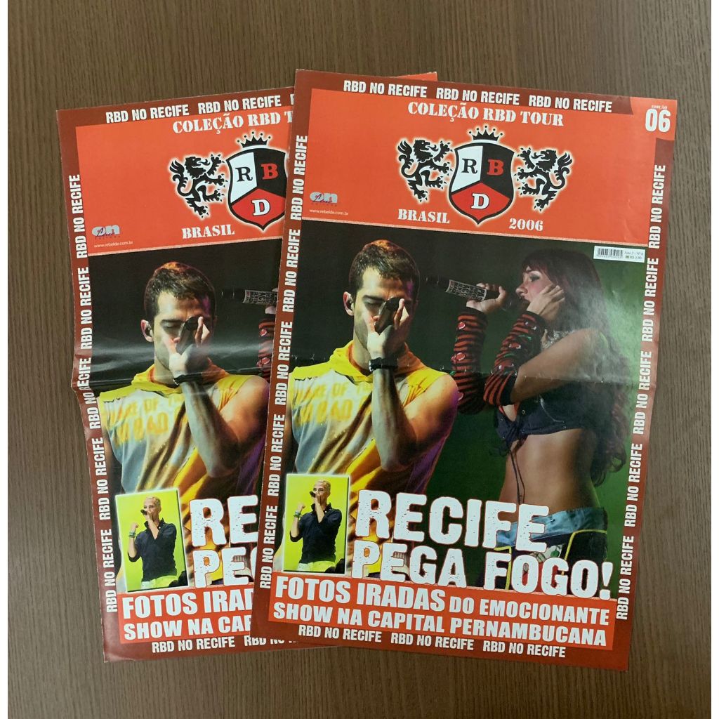 Revista Pôster Coleção RBD TOUR Brasil 2006 - Rebelde nº 6 - RECIFE - PONCHO DULCE - Miguel Roberta