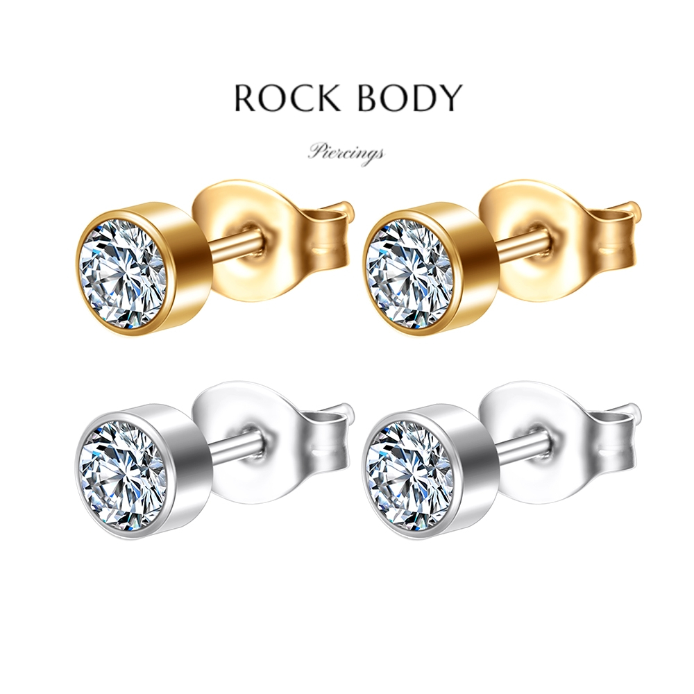 Brinco Piercing Orelha Aço Cirúrgico Dourado Pedra Cristal Piercing Ponto de Luz