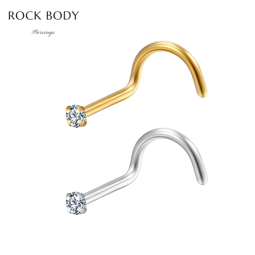 Piercing Nostril Pontinho Luz Aço Cirúrgico Piercing de Nariz Dourado| Nostril
