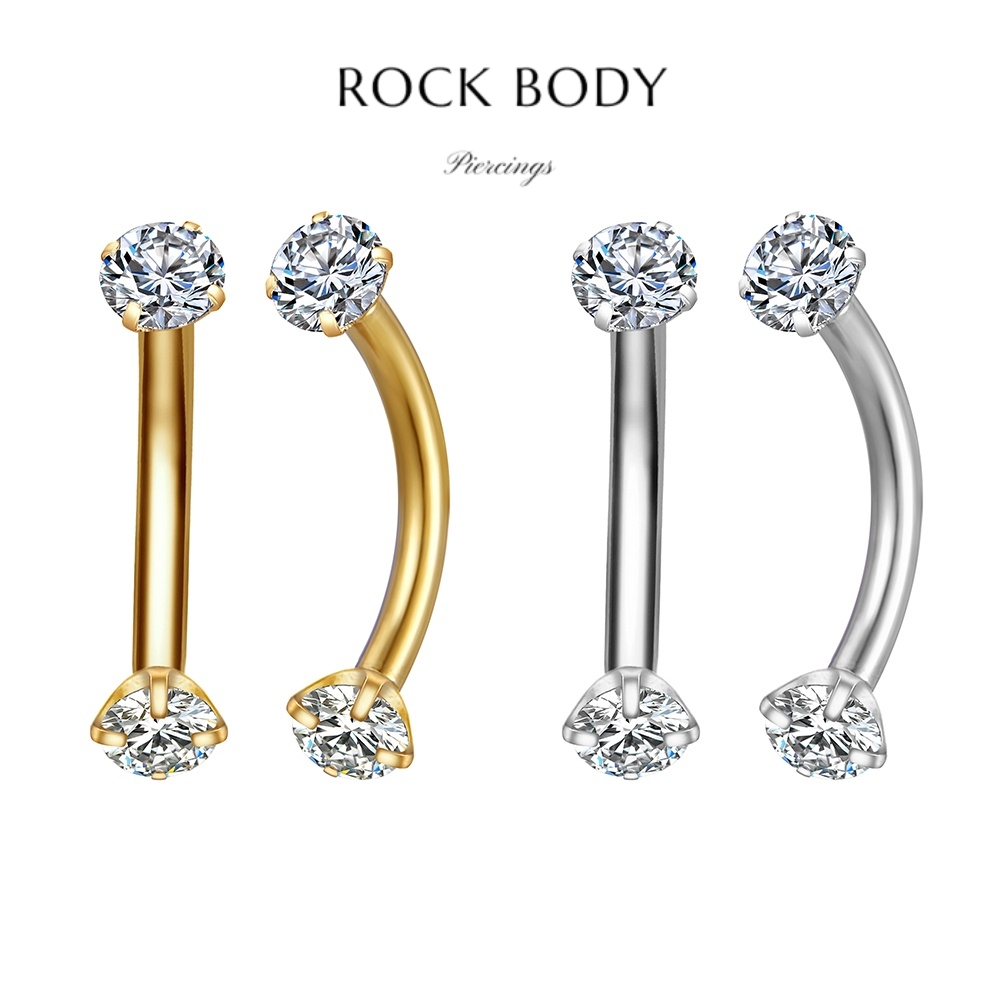 Piercing Microbell Curvo Zircônia Redonda Aço cirúrgico | Tragus, Helix, Rook, Conch, Labret em Oferta na Shopee