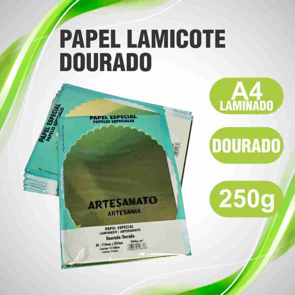 Papel Lamicote Dourado 250g A4 Laminado Kit 10 a 50 Folhas em Oferta na Shopee
