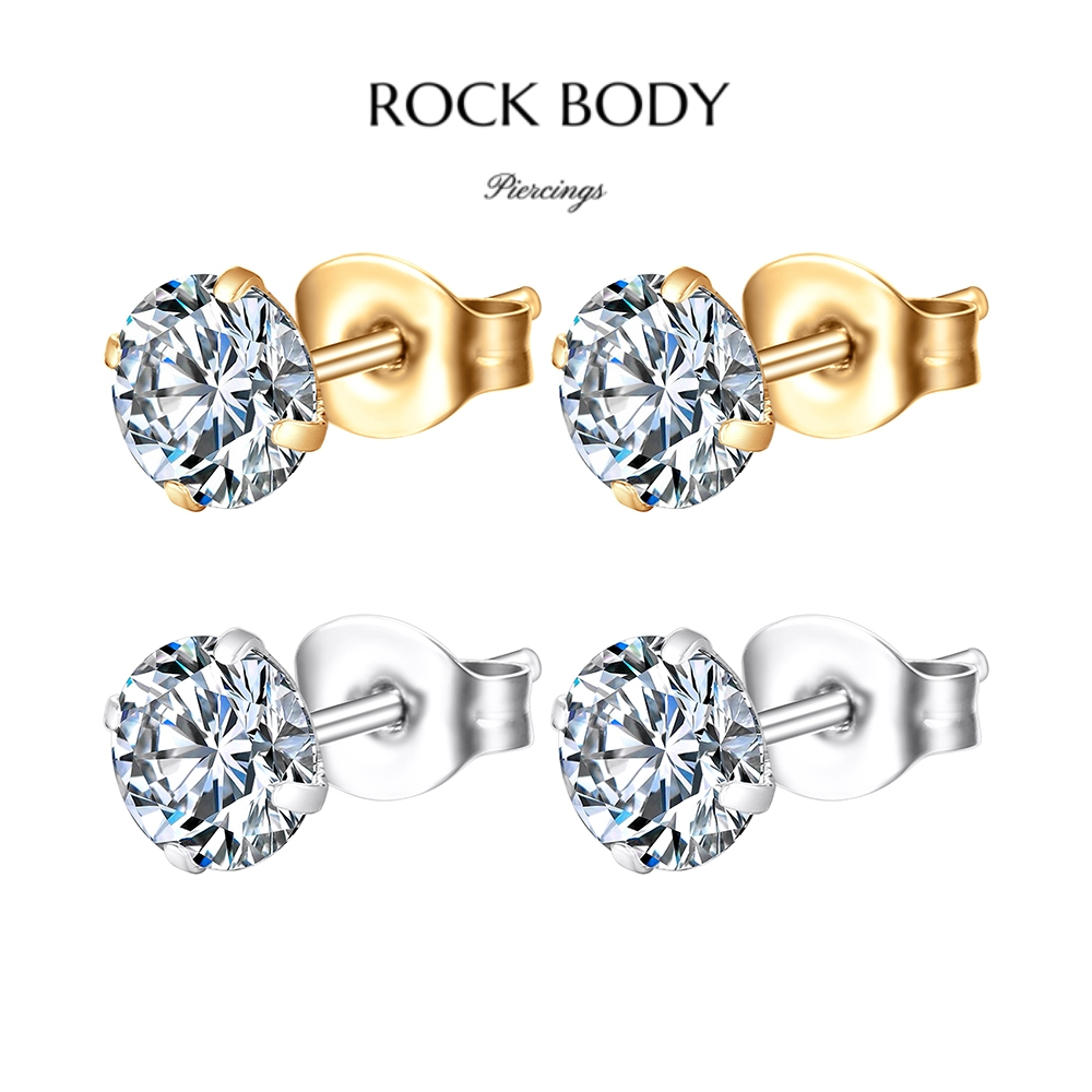 Brinco Aço Cirúrgico Redondo Zircônia | Lobulo Brinco Piercing Orelha em Oferta na Shopee