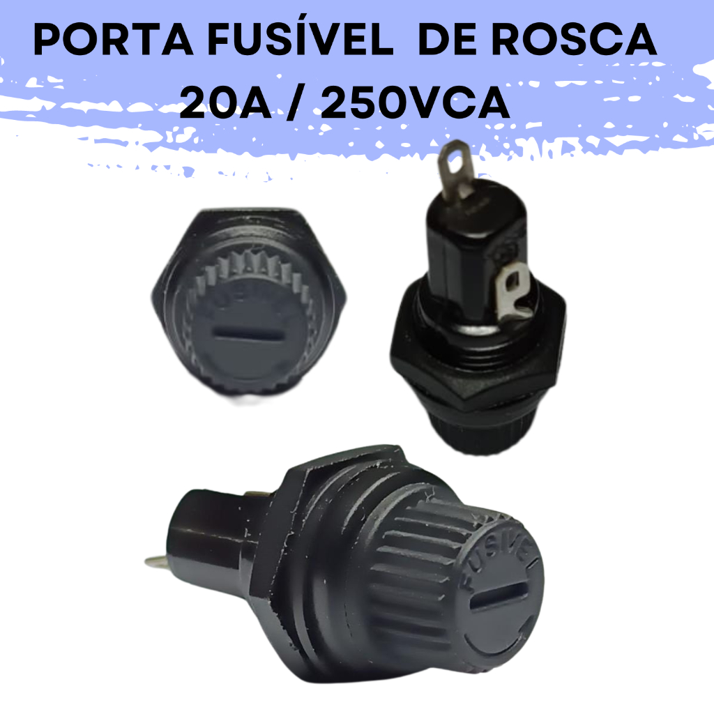 Porta Fusível Tipo Rosca Para Painel 11005 250vca Eletronico 20A Emicol