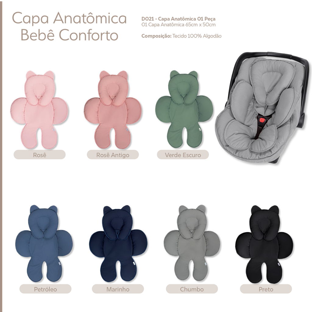 Capa Anatômica de Bebê Conforto Universal Menino Menina Batistela Baby