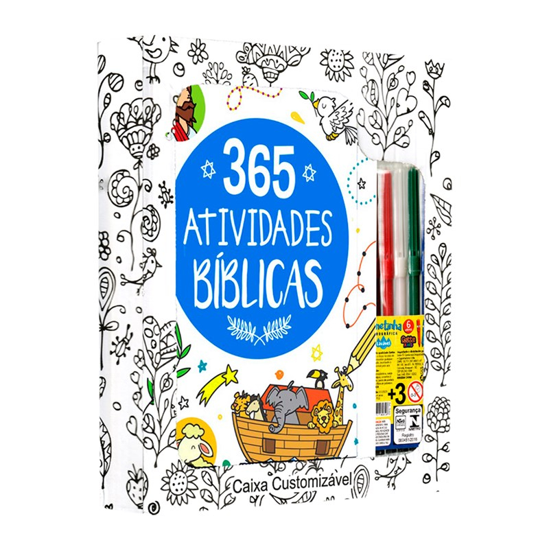 Conjunto 365 Atividades Bíblicas | Caixa Customizável | Com Canetinha Hidrográfica | 3 Anos - Books & Magazines