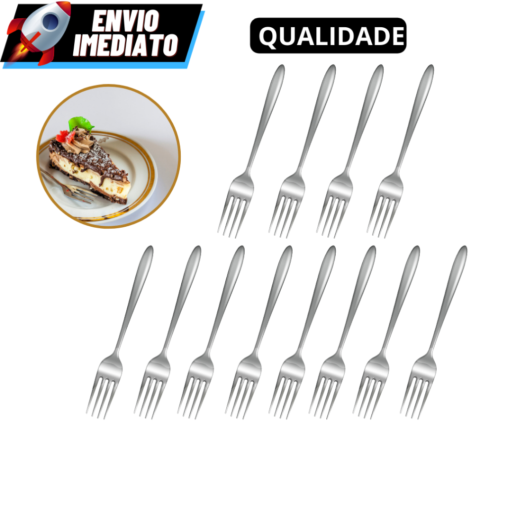 Jogo 12 Garfos De Sobremesa Bolo Torta Garfinhos Aço Inox em Oferta na Shopee