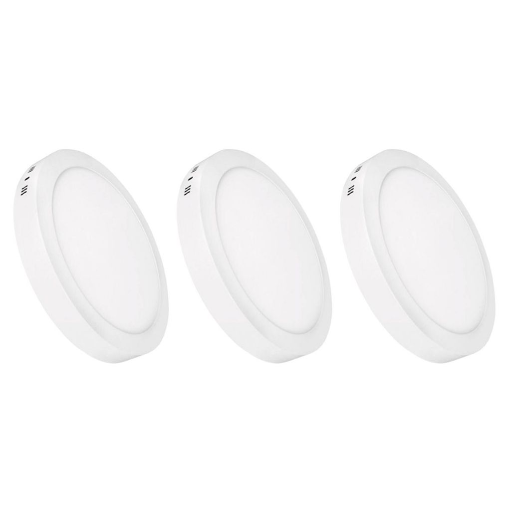 Kit 3 Luminária Painel Plafon Led Sobrepor Redondo 12w Bivolt em Oferta na Shopee
