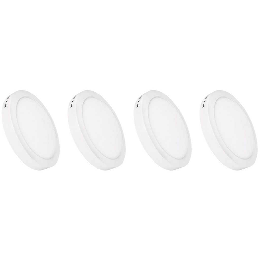 Kit 4 Luminária Painel Plafon Led Sobrepor Redondo 12w Bivolt em Oferta na Shopee