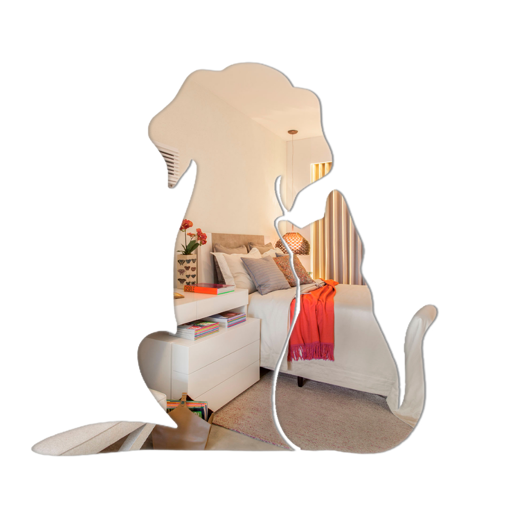 Espelho Cachorro Gato Pet Shop Acrílico Decorativo Quarto Sala Varanda