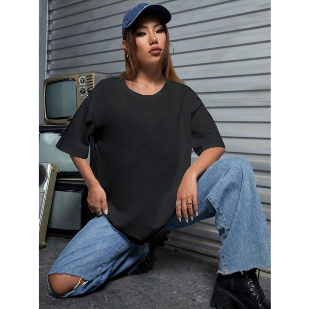 Camiseta Larga Academia Feminina Oversized T Shirt Unissex Minimalista Casual Aesthetic Blusa Simpl
