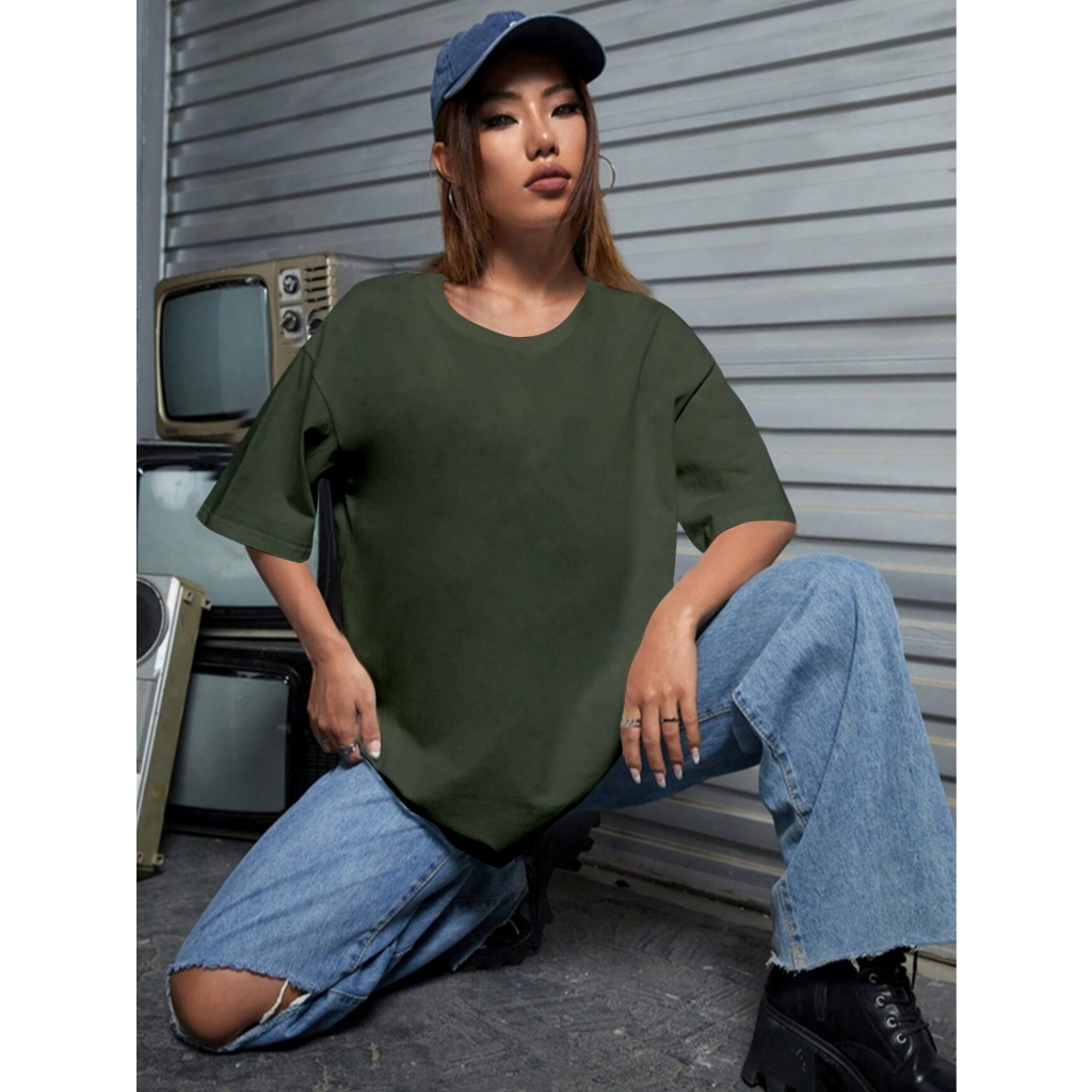 Camiseta Oversized Feminina Aesthetic Tumblr Fashion T Shirt Básica Simples Old School Confortável 