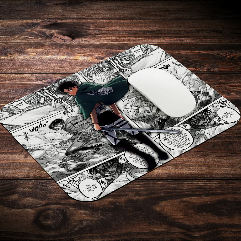 Mouse Pad Attack on Titan Levi Eren Mikasa Titãs - Vários modelos