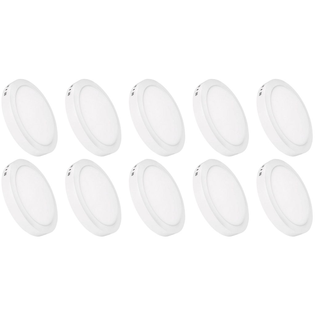 Kit 10 Luminária Painel Plafon Led Sobrepor Redondo 12w Bivolt em Oferta na Shopee