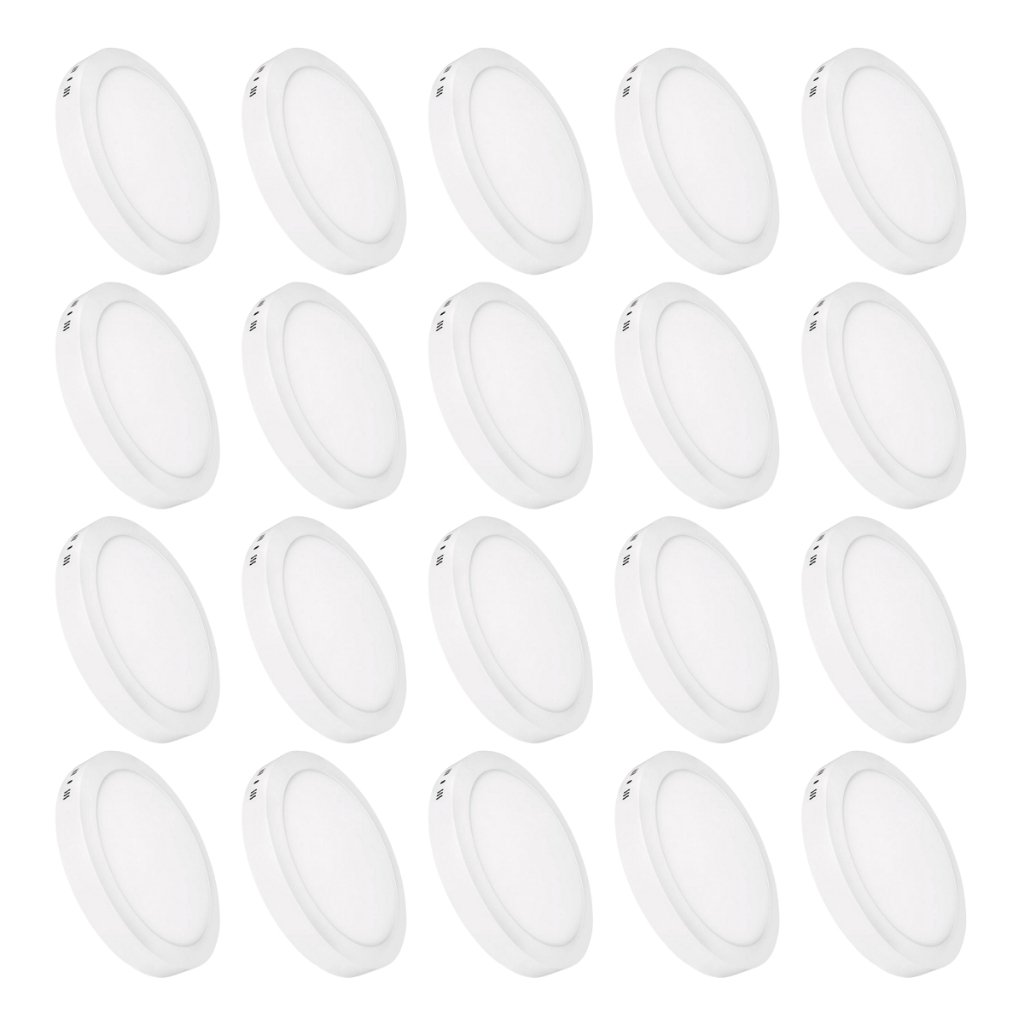 Kit 20 Luminária Painel Plafon Led Sobrepor Redondo 12w Bivolt