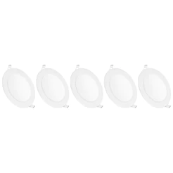 Kit 5 Luminária Painel Plafon Led Embutir Redondo 12w Bivolt