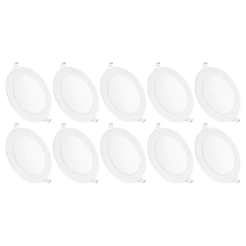 Kit 10 Luminária Painel Plafon Led Embutir Redondo 12w Bivolt
