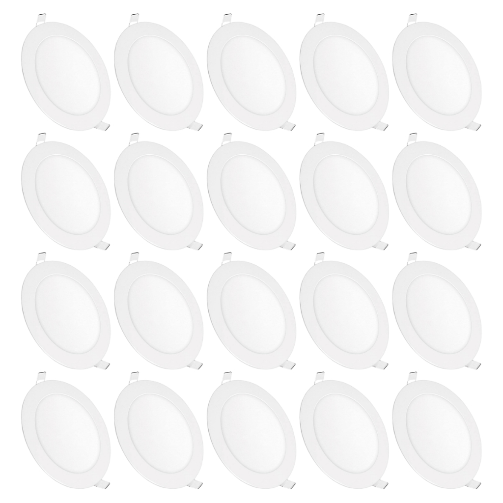 Kit 20 Luminária Painel Plafon Led Embutir Redondo 12w Bivolt