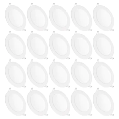 Kit 20 Luminária Painel Plafon Led Embutir Redondo 12w Bivolt
