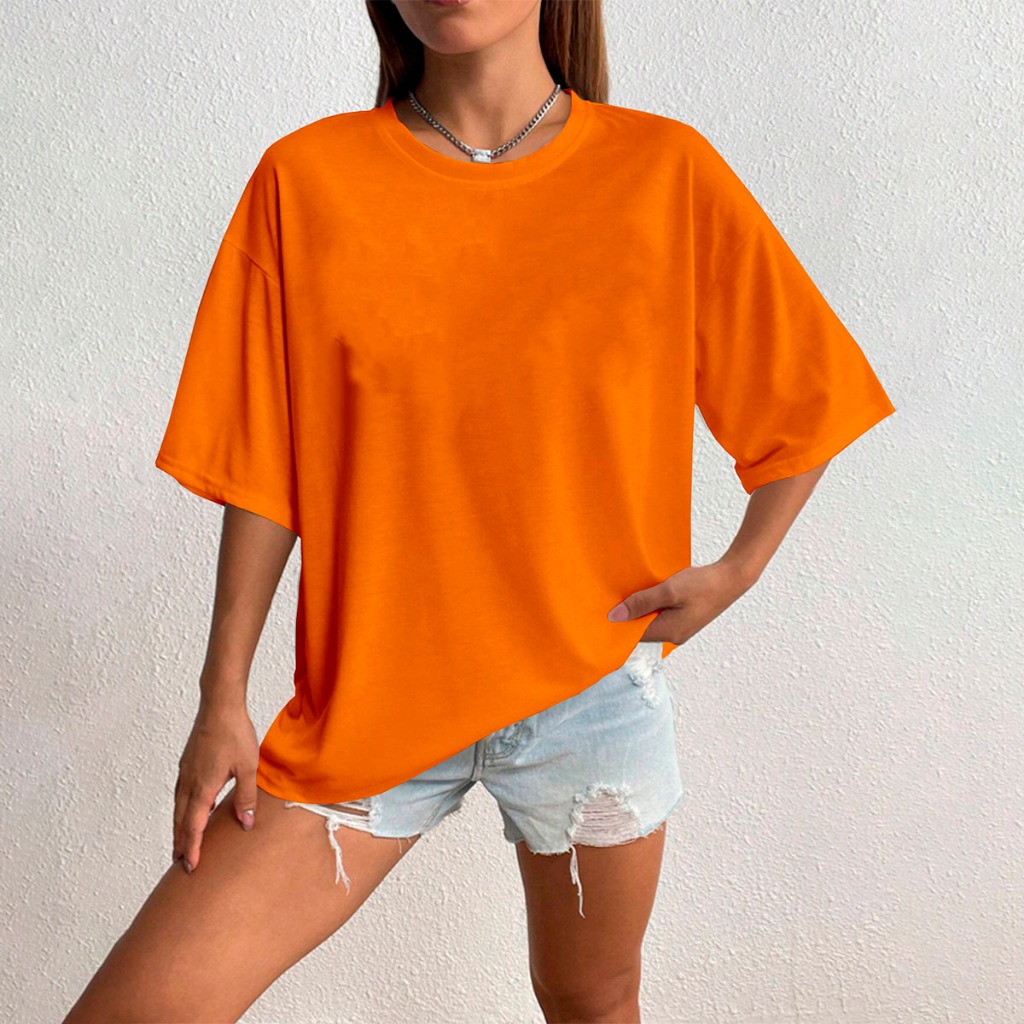Camiseta Confortável Laranja Blusa Oversized Longa Esportiva Larga Clássica Estilosa Promoção Camis