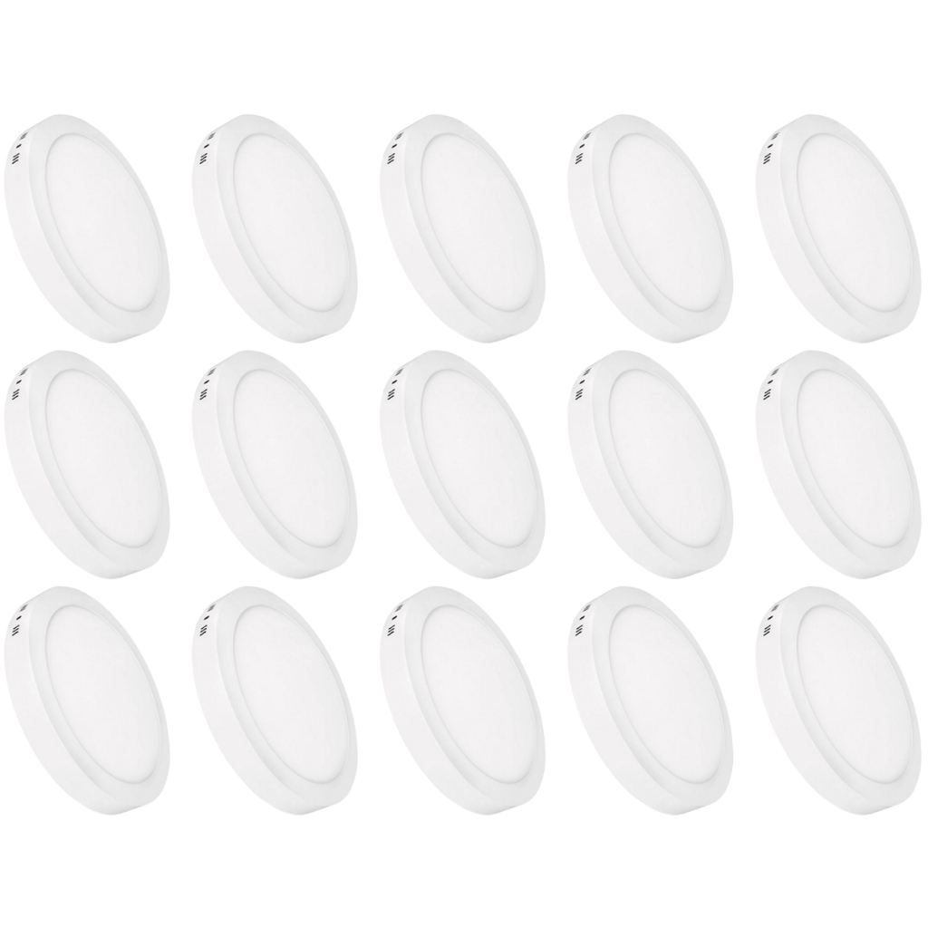 Kit 15 Plafon Luminária Painel Sobrepor Led Redondo Bivolt 6w em Oferta na Shopee