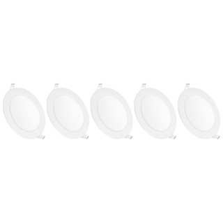 Kit 5 Luminária Painel Plafon Led Embutir Redondo 6w Bivolt Teto em Oferta na Shopee