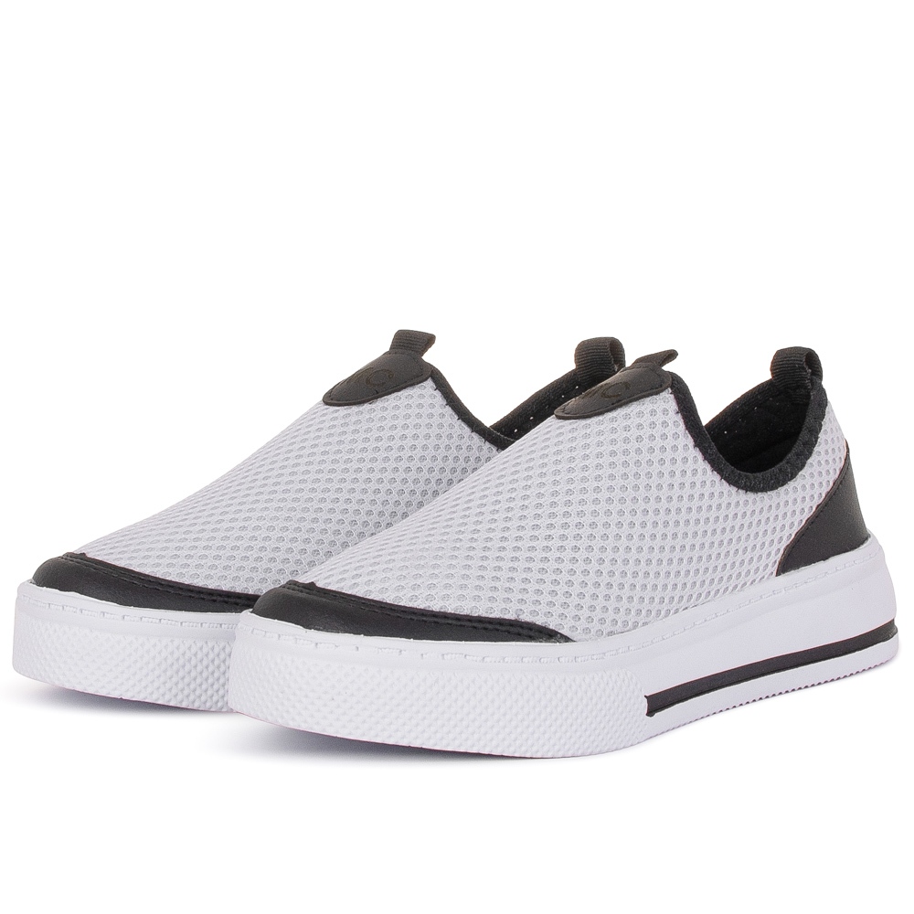 Tênis Meia Calce Fácil Slip On Macerata Sneaker It Shoes Preto e Branco Confortável