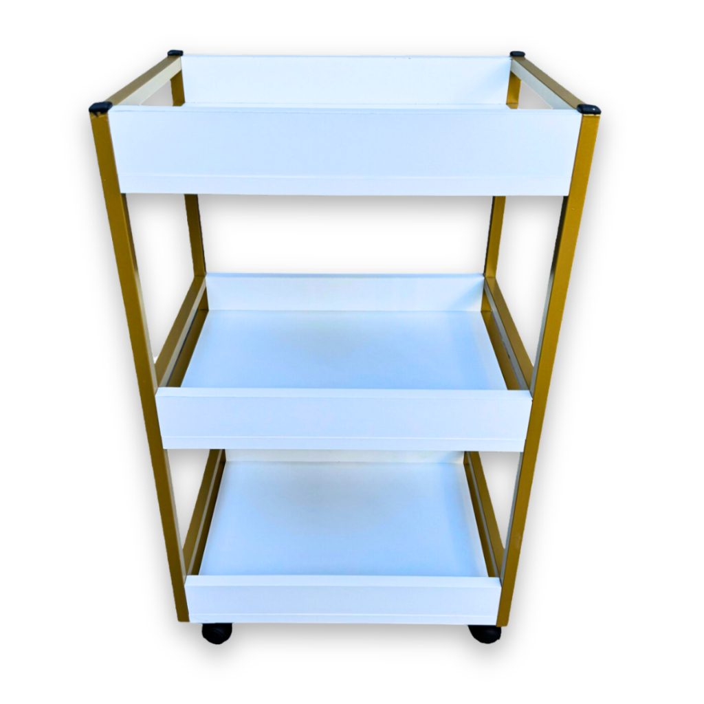 Carrinho Auxiliar Manicure Industrial Mdf Branco e Metalon Dourado Premium - Organize Seus Materiais com Estilo em Oferta na Shopee