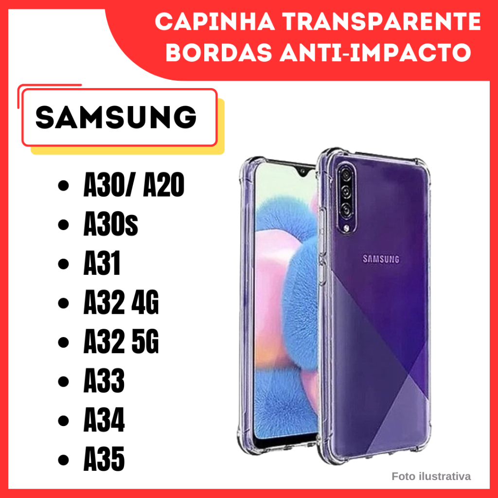 Capa Transparente Anti Impacto Para Samsung A30 / A30s / A31 / A32 4G / A32 5G / A33 / A34 / A35 / A36/  (CF09)