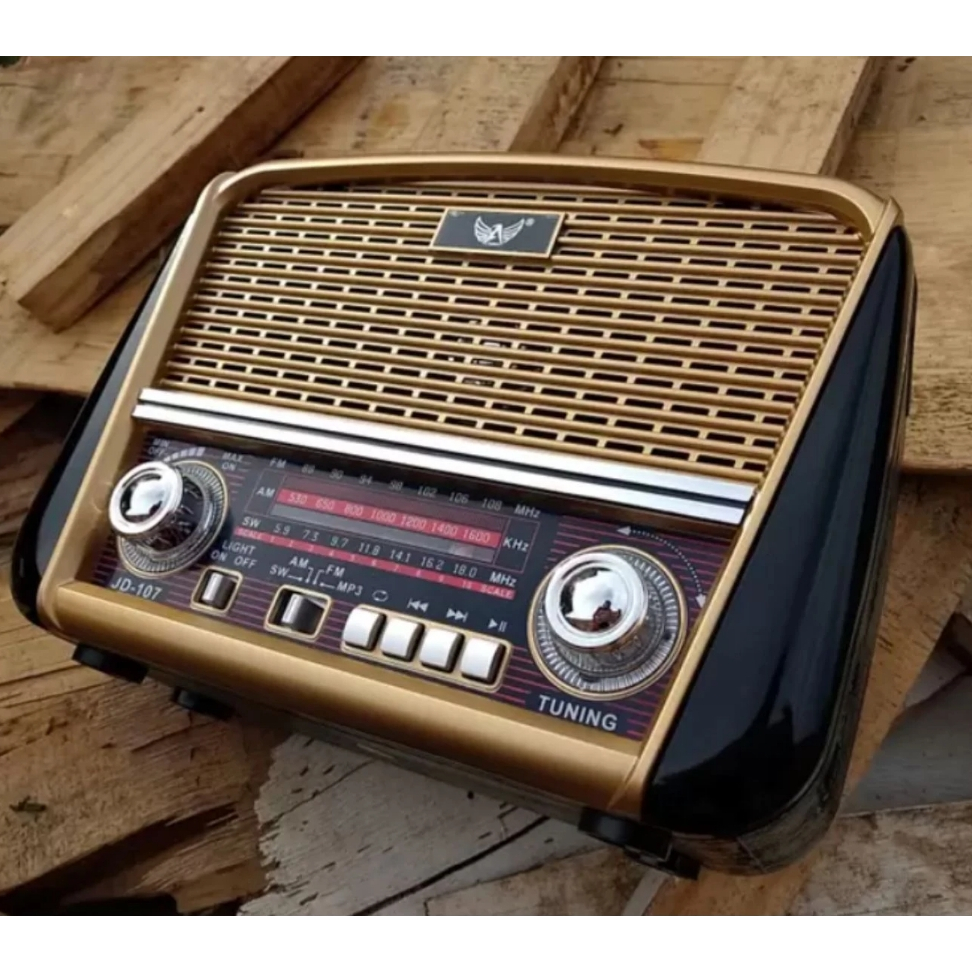 Rádio Retrô JD-107, Entrada USB, Cartao de memoria, Lanterna e sainda auxiliar