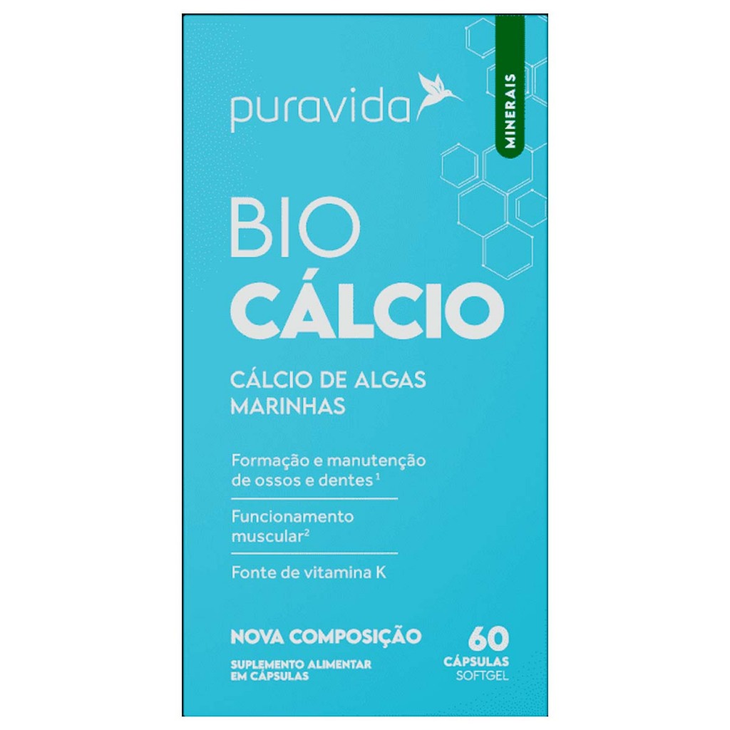 Bio Cálcio Marinho +vitamina D3 + K2 60caps Puravida