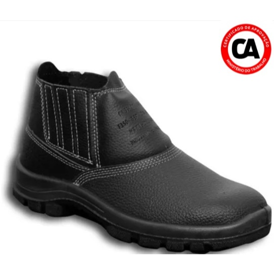 Botina De Segurança Pvc Bico Pvc Couro Relax