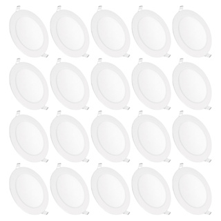 Kit 20 Luminária Painel Plafon Led Embutir Redondo 6w Bivolt Teto em Oferta na Shopee