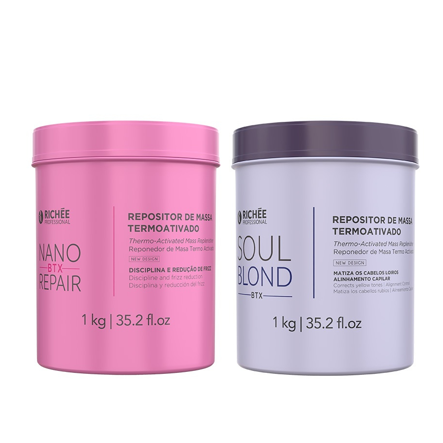 Richée Kit Nanobtx  repositor de massa + Soul Blond para cabelos loiros (2x1Kg) em Oferta na Shopee