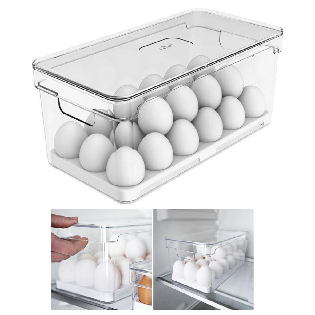 Porta Ovos e Organizador de Geladeira Com Tampa Clear Fresh 36 Unidades em Acrílico Ou Multiuso - Home & Living