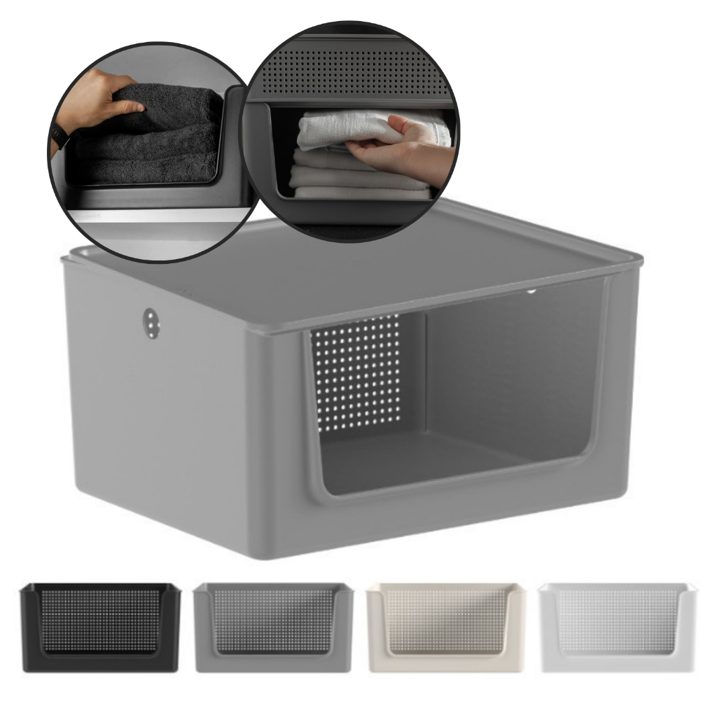 Cesto Flow com Tampa Organizador de Lavanderia Armário Banheiro 16l com Abertura Frontal 34 x 27 x15 em Oferta na Shopee