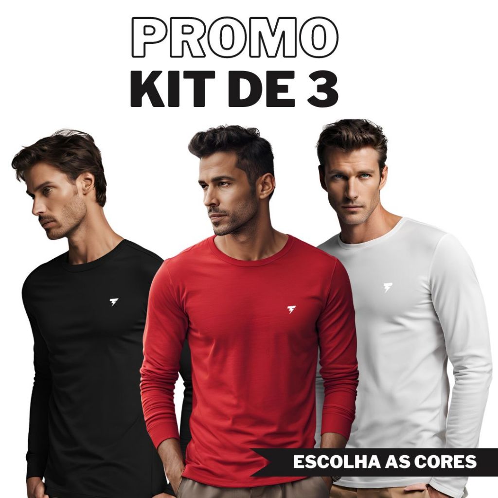 Kit 3 Camisetas Dry Fit Uv 50+ M G GG Moda Praia