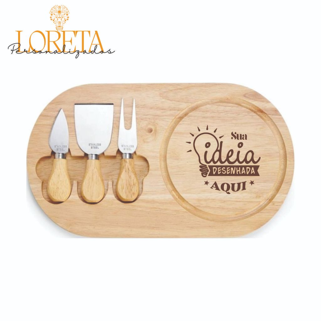 Kit Queijo Personalizado 4 Peças - Nome / Logo - Presente Casamento Convite Padrinhos em Oferta na Shopee