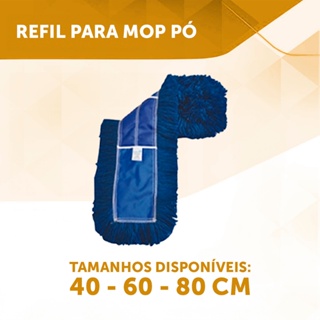 Refil Mop Bralimpia Euro Azul Profissional tamanho a escolher 40 cm 60cm ou 80cm em Oferta na Shopee