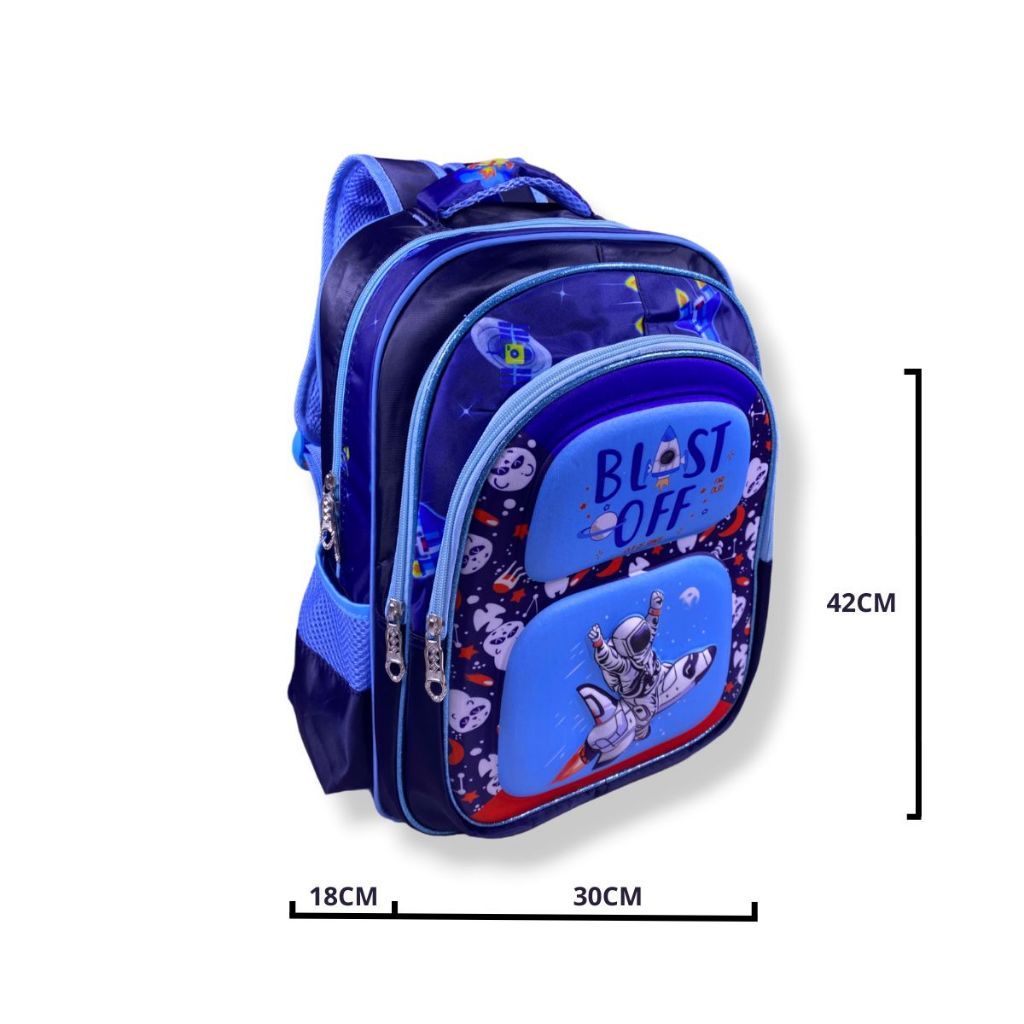 22L Mochila Infantil Menino Resistênte Capa Dura 3D Astrounata Avião Com 3 Bolsos