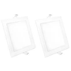 Kit 2 Luminária Painel Plafon Led Embutir Quadrado 12w Bivolt Elgin