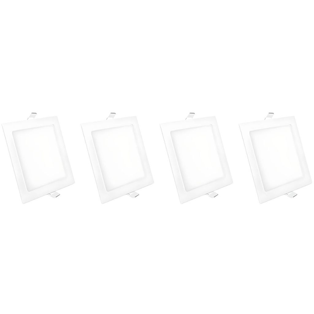 Kit 4 Luminária Painel Plafon Led Embutir Quadrado 12w Bivolt Elgin em Oferta na Shopee