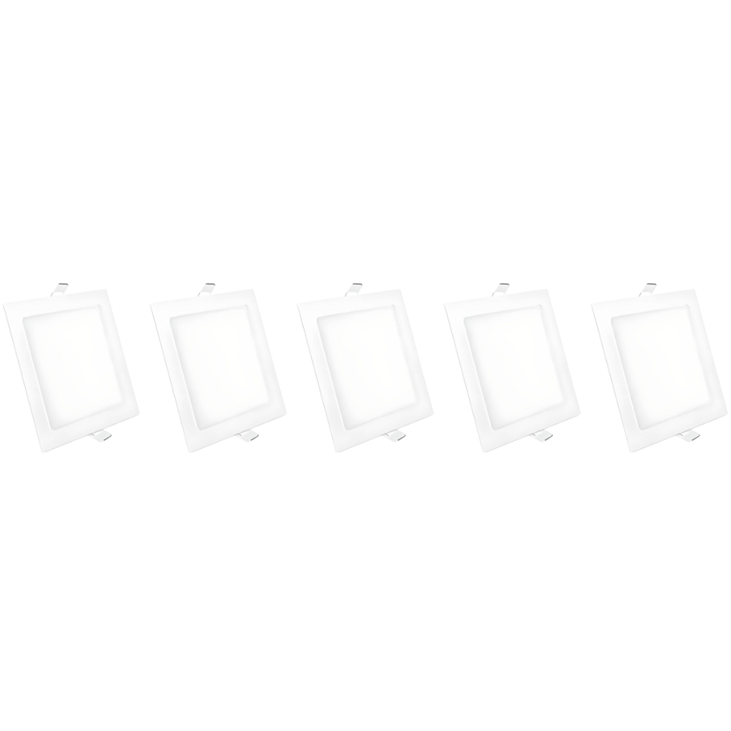 Kit 5 Luminária Painel Plafon Led Embutir Quadrado 12w Bivolt Elgin - Home & Living
