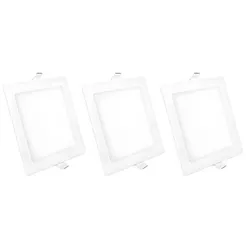 Kit 3 Luminária Painel Plafon Led Embutir Quadrado 12w Bivolt Elgin
