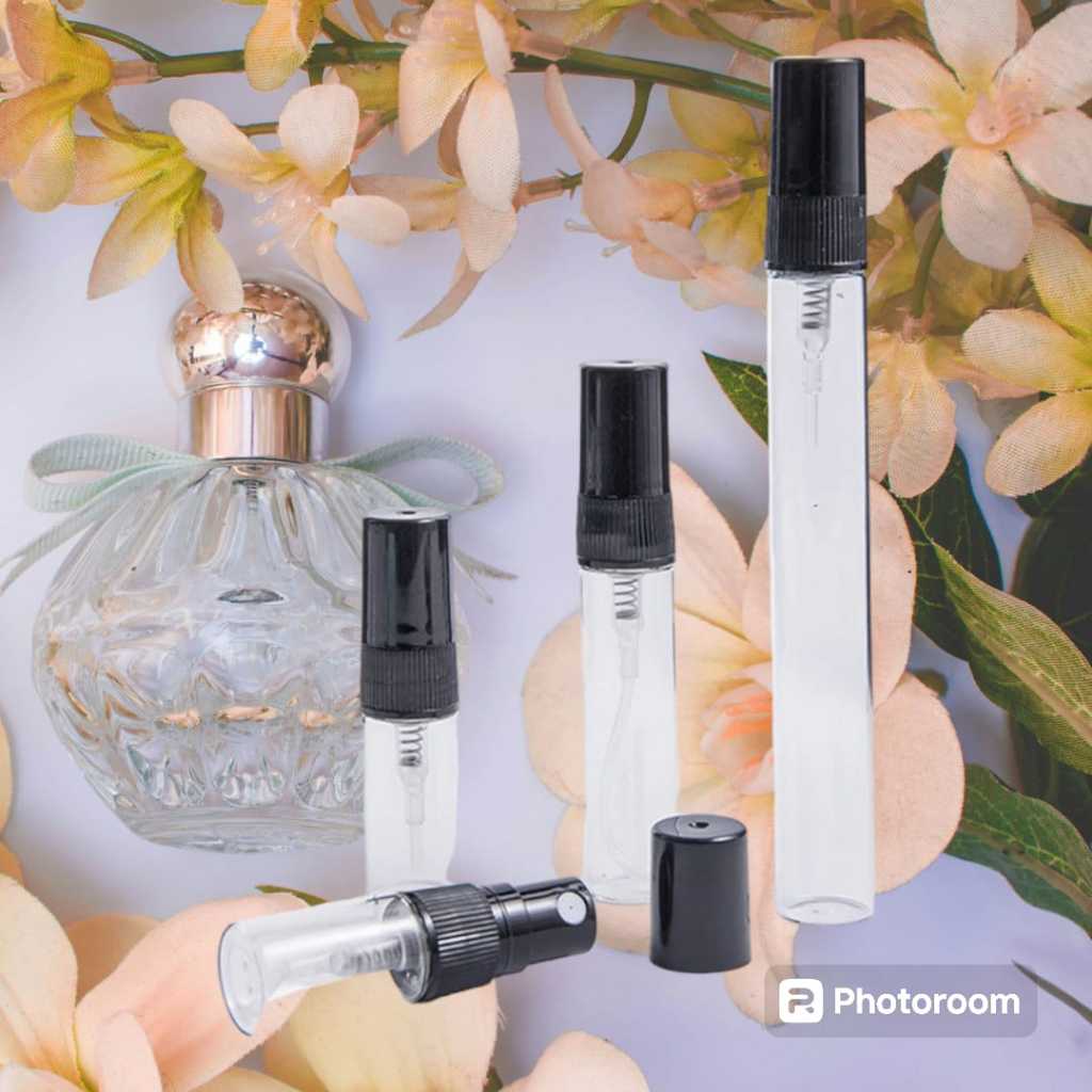 Mini Flaconete de vidro com válvula spray preta para perfume amostra testadores 12UNIDADE em Oferta na Shopee