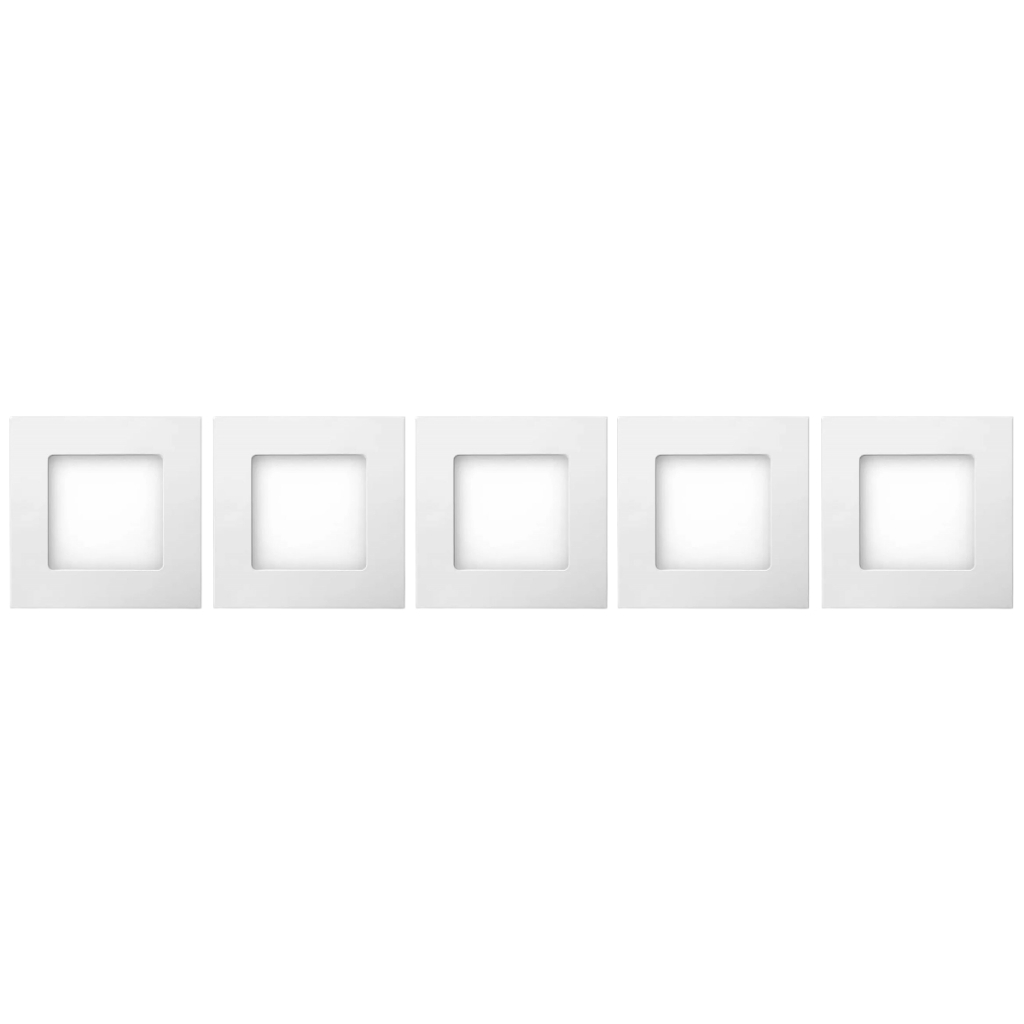Kit 5 Luminária Painel Plafon Led Embutir Quadrado 6w Bivolt Teto Elgin