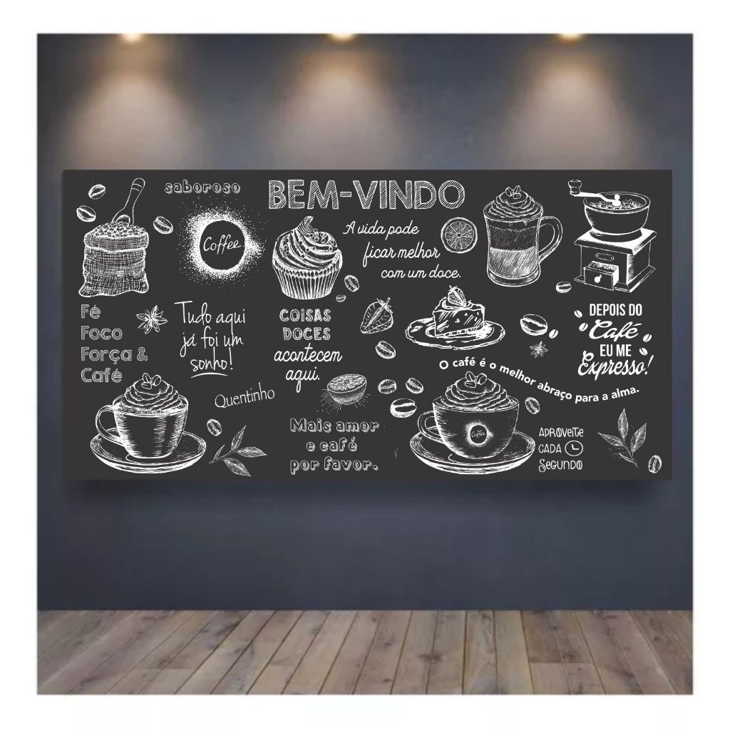 Adesivo Lousa Papel Parede Decorativo Cafeteria Café Bolo CB39