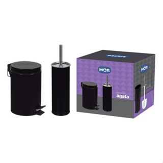 Lixeira Com Brinde Conjunto Ágata Lixeira 3 Litros E Escova Para Higienização Cor Preto em Oferta na Shopee