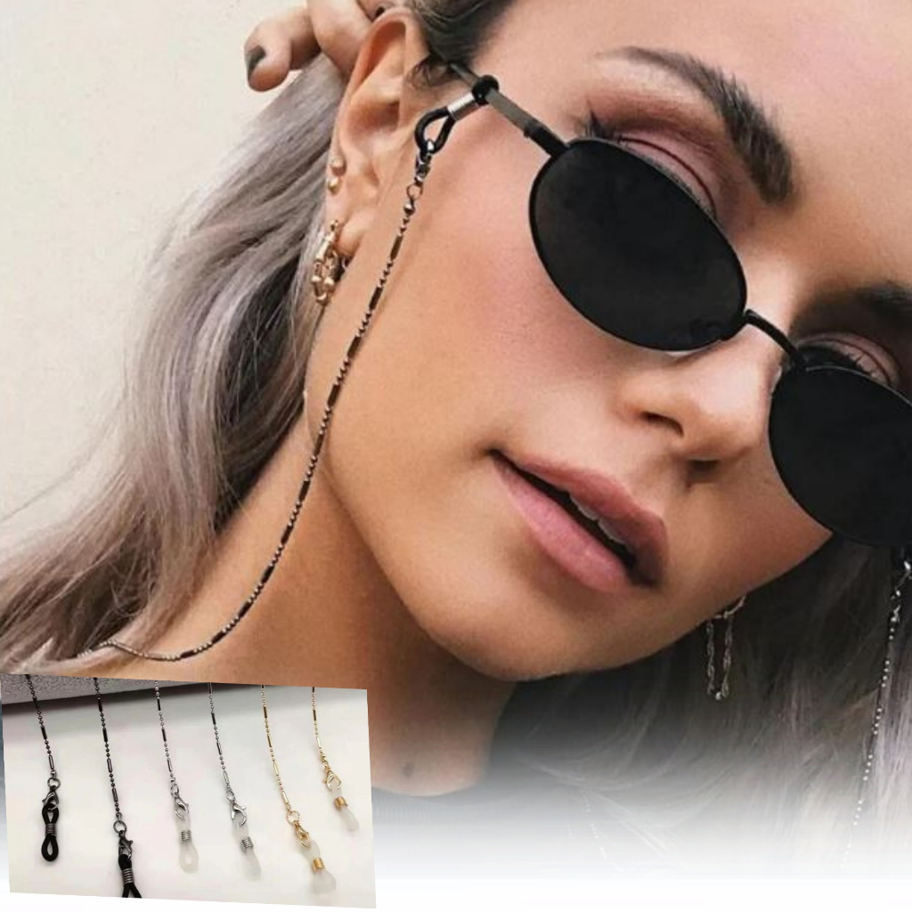 Cordão Corrente Segura Salva Óculos Ródio Negro em Oferta na Shopee
