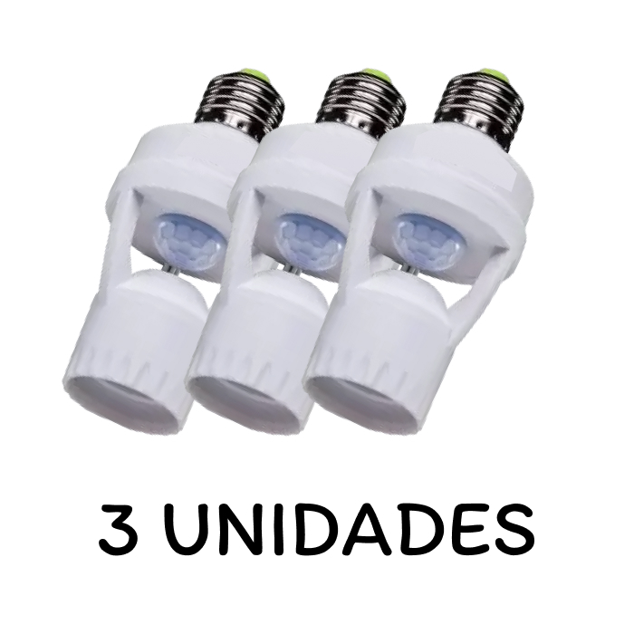 Kit 3 Sensores de Presença Com Fotocélula Para Lâmpada Soquete E27